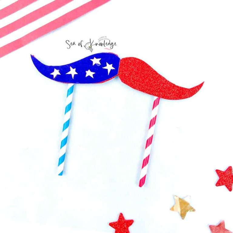 Red White and Blue Crafts: Fun Mustache Topper Step-by-Step Craft