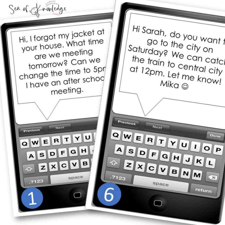 Text Message Classroom Activity: Printable Writing Tasks