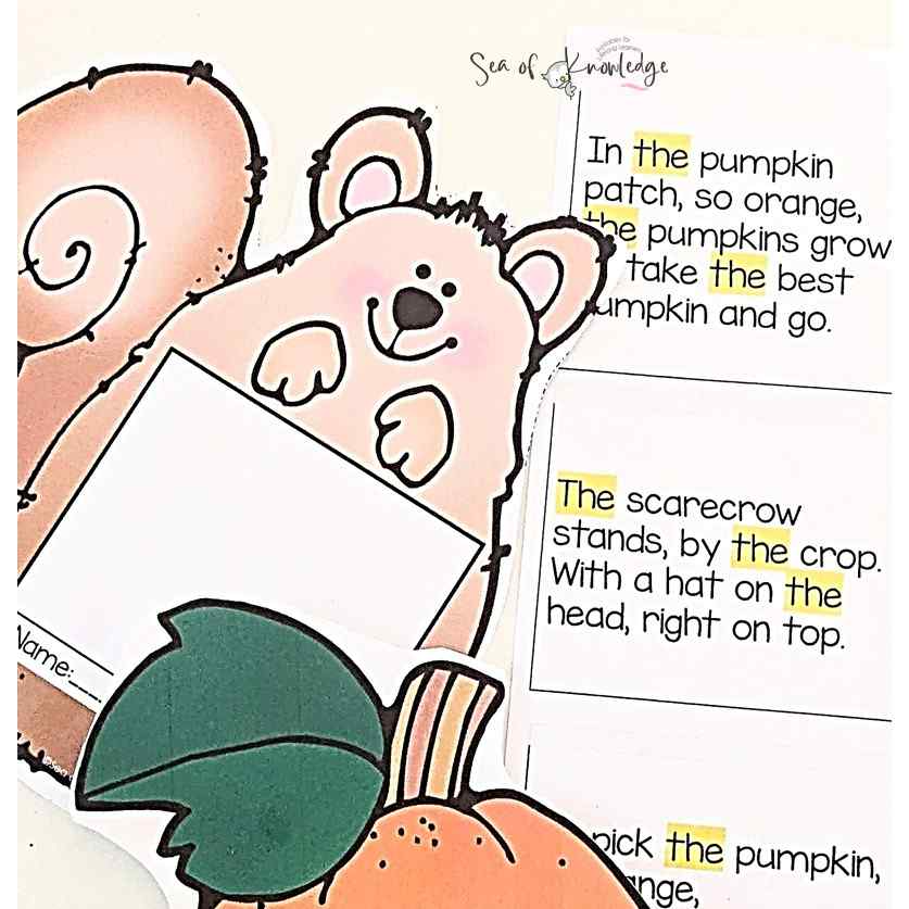 Discover the perfect fall-themed educational activity for young learners! Our Fall Sight Word Poems Crafts Bundle features delightful poems and creative crafts with pumpkins, squirrels, and leaves. Boost your child's reading skills while enjoying the magic of autumn. Grab your printable bundle today!