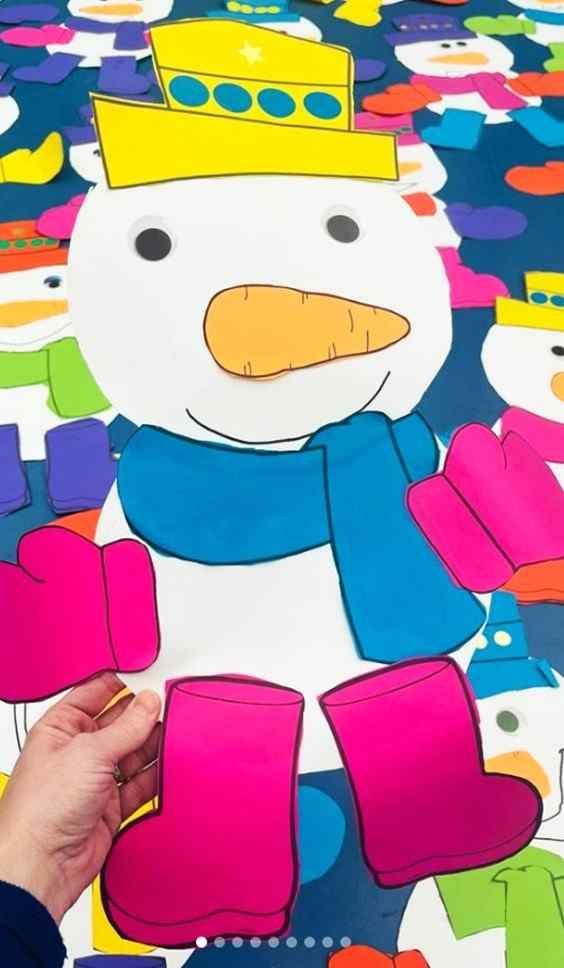 This super cute snowman craft made by @sandramaternelle is easy to make, includes basic shape cut outs and simple forms for the kids to make in large pieces (which is easy for small hands).