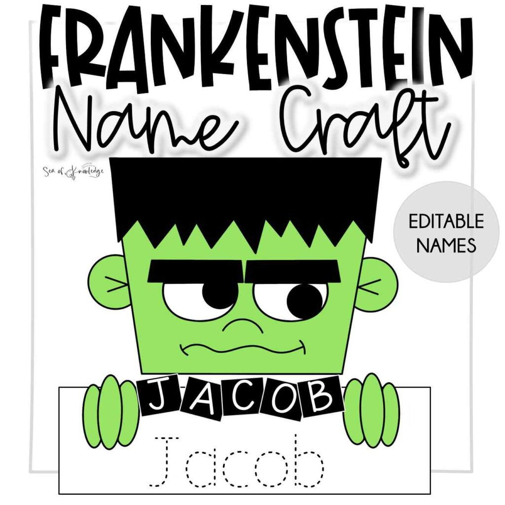 The Frankenstein Cut and Paste Name Craft, featuring editable letter boxes, is a fantastic way to combine the spirit of Halloween with a valuable learning experience.