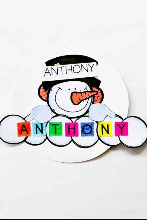 If you’re looking for some more name name practice, these snowman name cut and paste crafts from Sea of Knowledge. These templates include easy shapes for kids to cut along with editable boxes to add your own name letters.