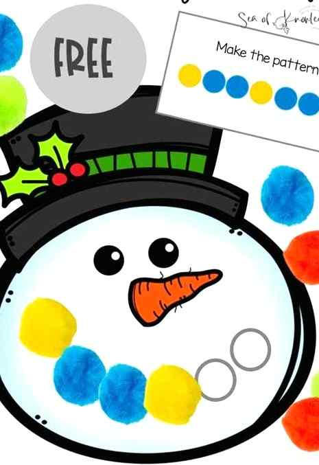 Transform winter crafting into a playful lesson in patterns with the Snowman Make a Pattern Craft. Dive into the magic of snowflakes and pom poms as you create a whimsical snowman masterpiece.