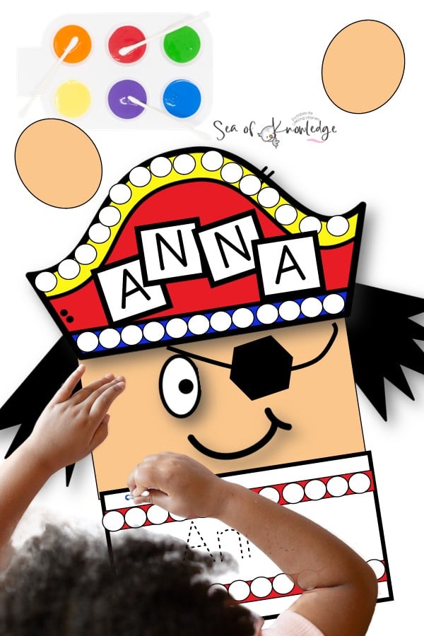 This kid-friendly pirate name craft activity is brimming with pirate fun and helps little ones recognize their names in a delightfully creative way.