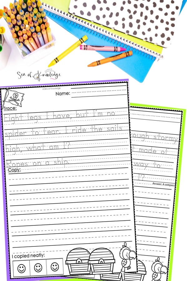 This is a fun pirate handwriting printable I created that combines laughter and letter practice in equal measure.