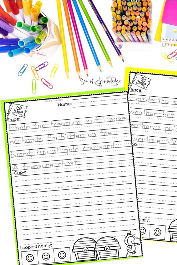 This is a fun pirate handwriting printable I created that combines laughter and letter practice in equal measure.