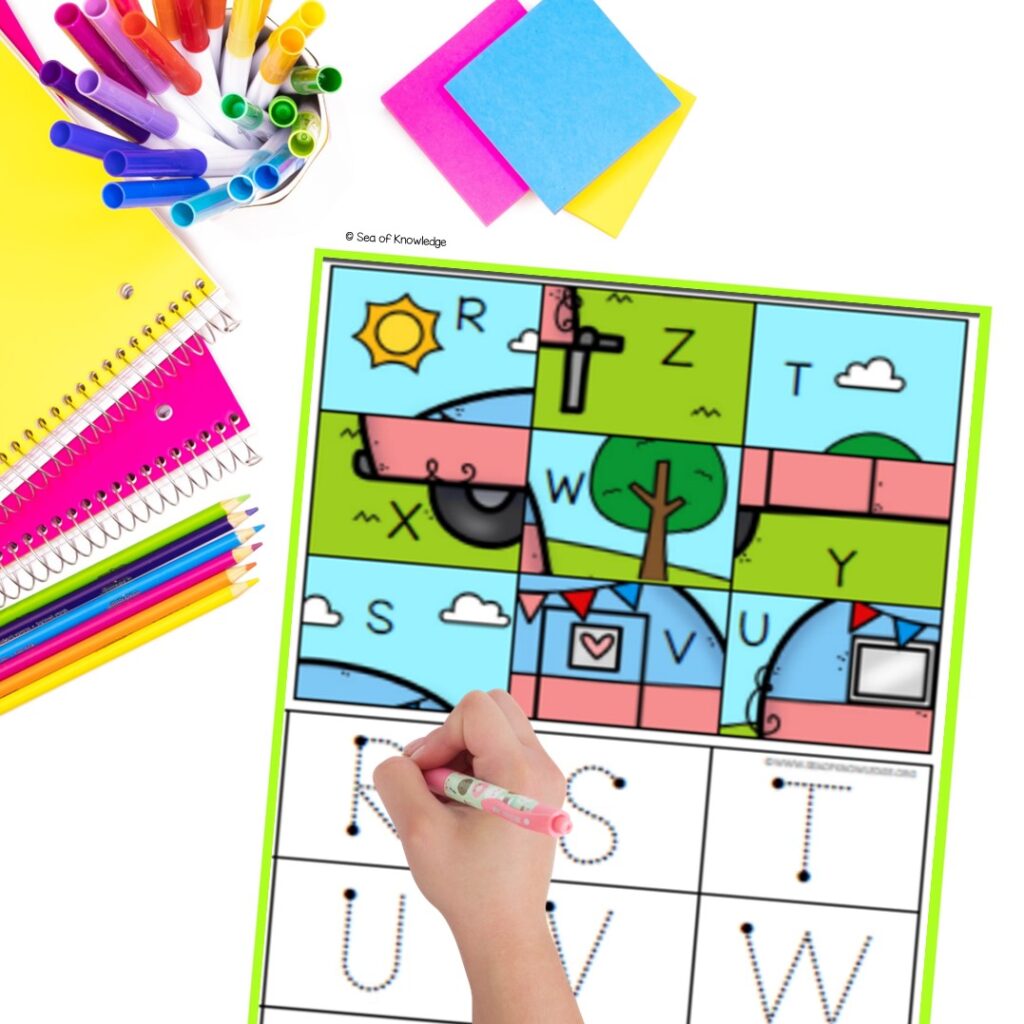 Engaging letter sound recognition activities with printable spring alphabet puzzles.