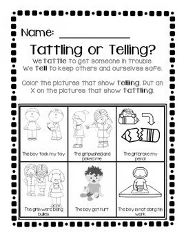 This is a great way to help kids practice and really get the difference between tattling and telling—especially when there’s a real problem that needs adult help.