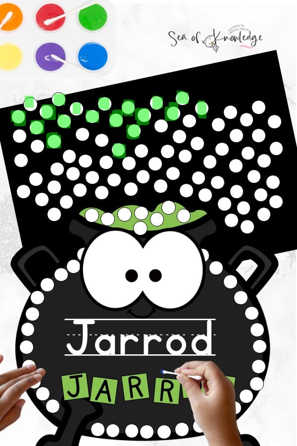 Get your students excited about Halloween while practicing fine motor and name recognition skills with this Q Tip Halloween Cauldron Craft! 