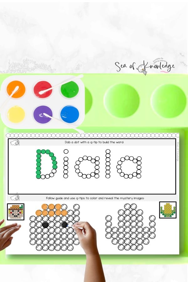 Make learning fun and engaging with the Q Tip Painting | Dot Painting | Name Practice | Forming Letters Editable Bundle! 