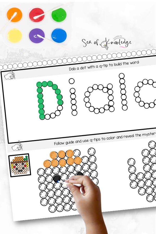 Make learning fun and engaging with the Q Tip Painting | Dot Painting | Name Practice | Forming Letters Editable Bundle! 