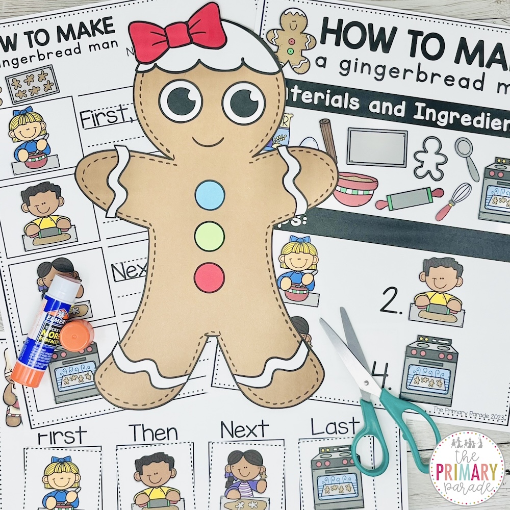 Gingerbread Sequence Activity: Whether you're reading about runaway gingerbread men or baking them, this sequencing activity is perfect for building storytelling skills—and keeping kids from climbing the walls!