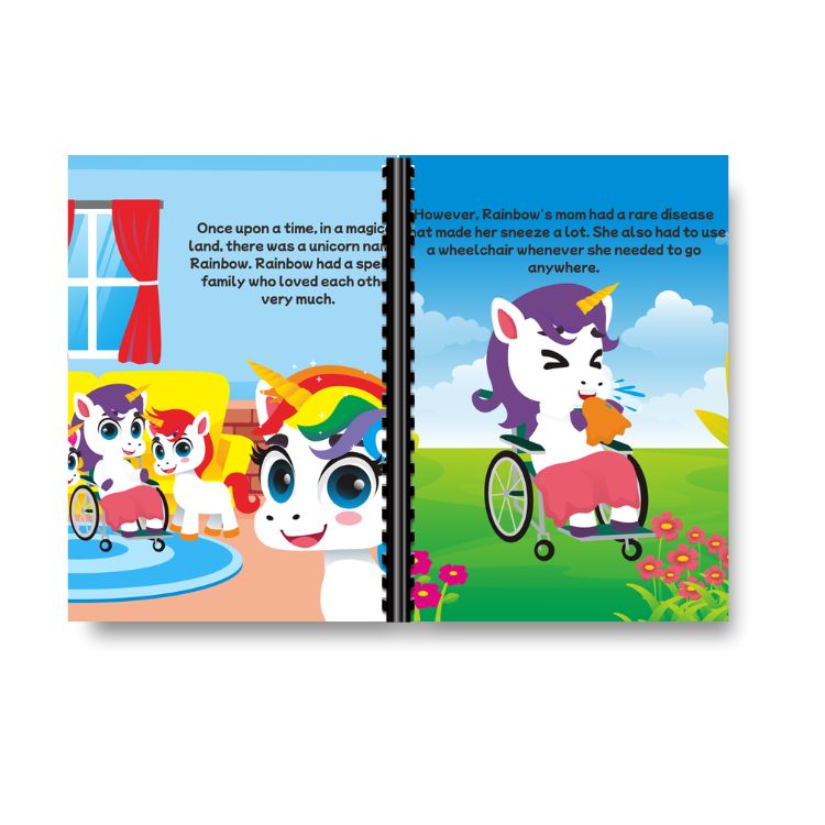 Cover of The Unicorn Sneezes - a storybook for kids to learn about family members' illness.