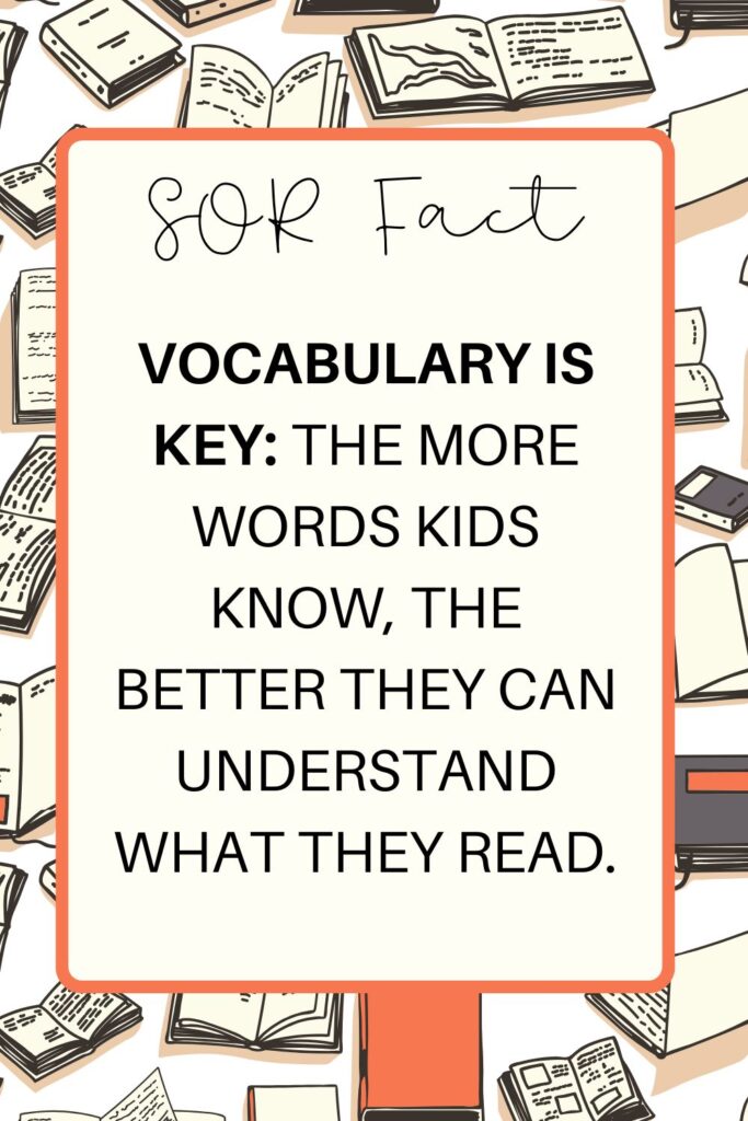 Image of "Vocabulary is key": "Illustration showing how a rich vocabulary supports better reading comprehension and understanding."