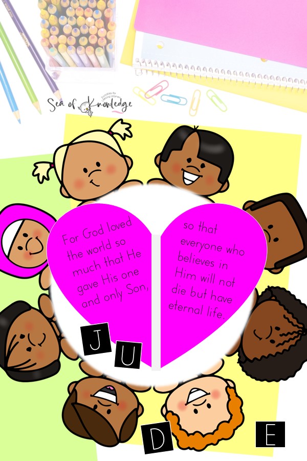 Step-by-step directions for making the John 3:16 printable craft, including coloring and cutting.