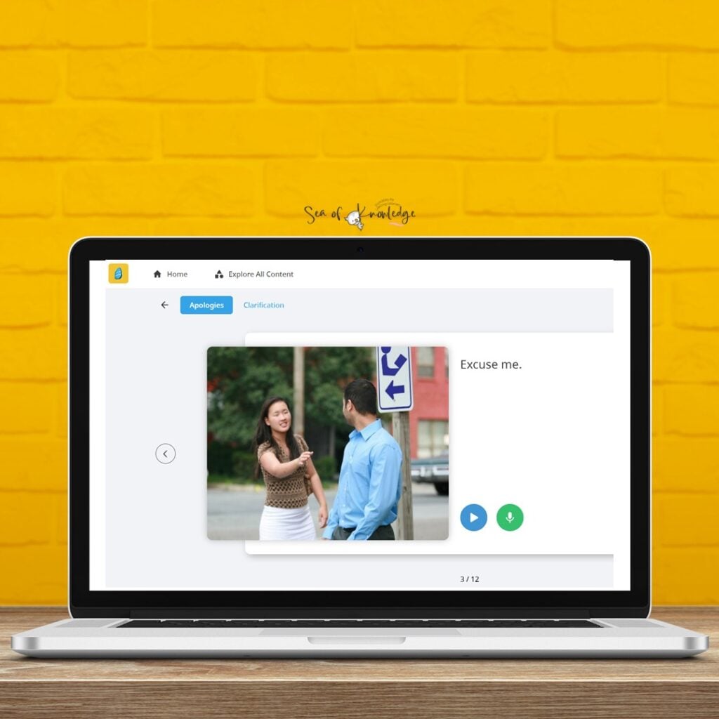 Screenshot of Rosetta Stone app used in an ESL classroom during listening and speaking time.