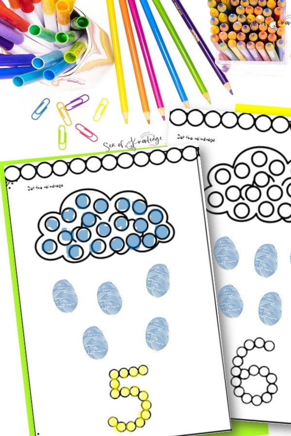 Dot painting weather words printable for preschoolers