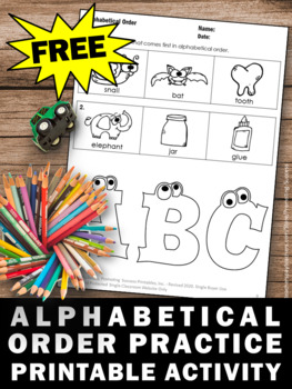 ABC Order Worksheets Mockup – An example of an ABC order worksheet for ESL students to practice letter recognition and word sequencing.