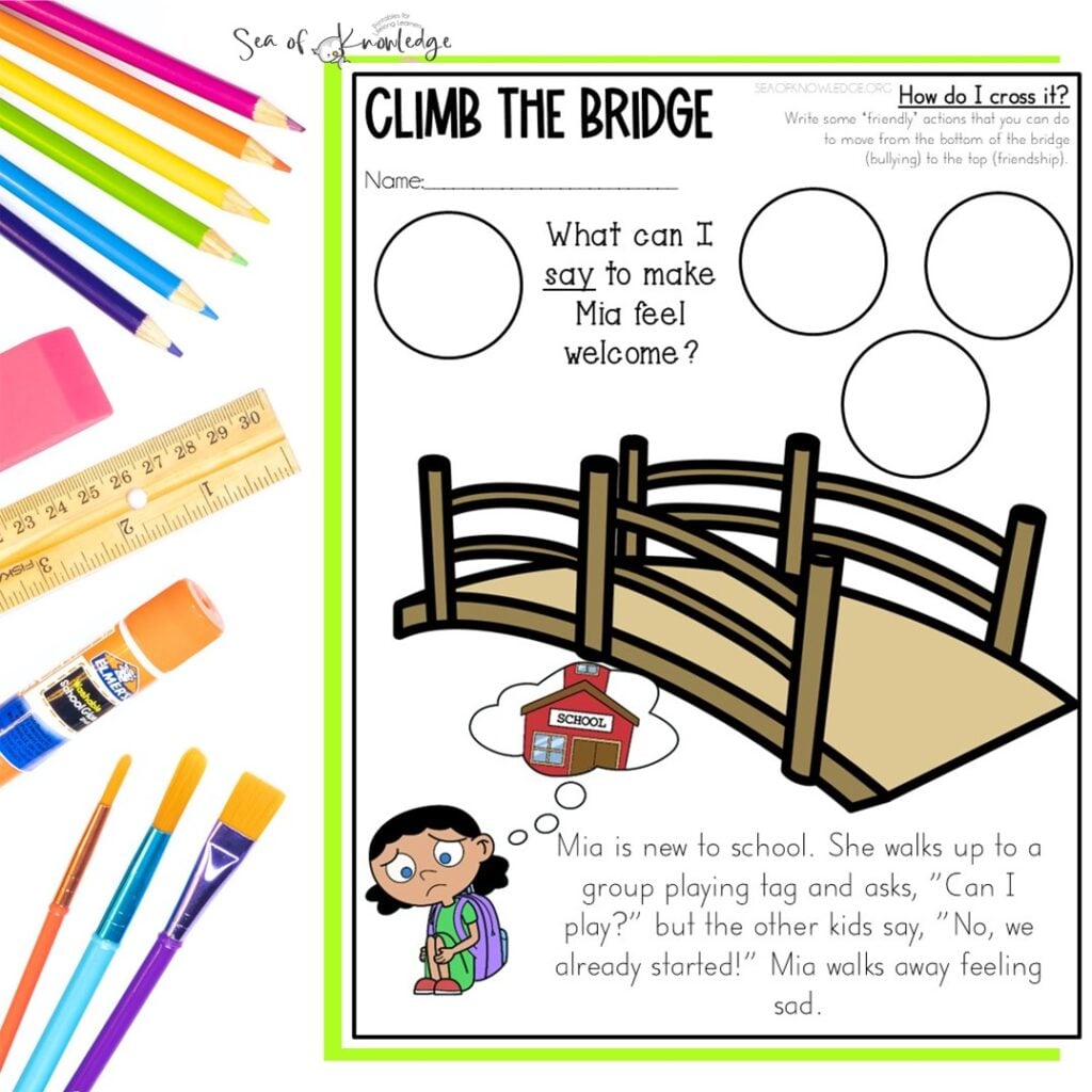 Social-emotional learning printable pack focusing on playground inclusion and teamwork.