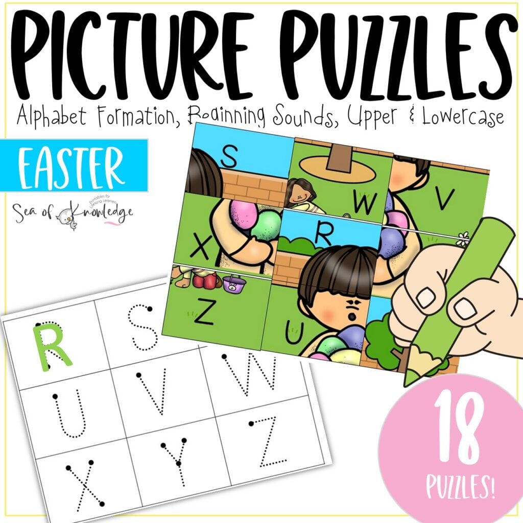Are your students needing more letter identification activities? These Printable Easter Letter Tracing Alphabet Puzzles are perfect to add to their binders or use independently during literacy centers. 