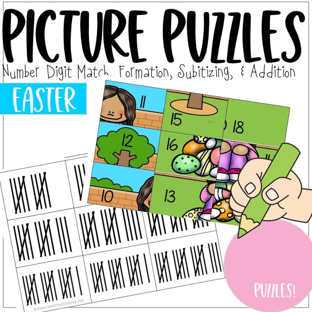 These self correcting printable Easter picture puzzles are perfect to add to their binders or use independently during math or numeracy centers. 