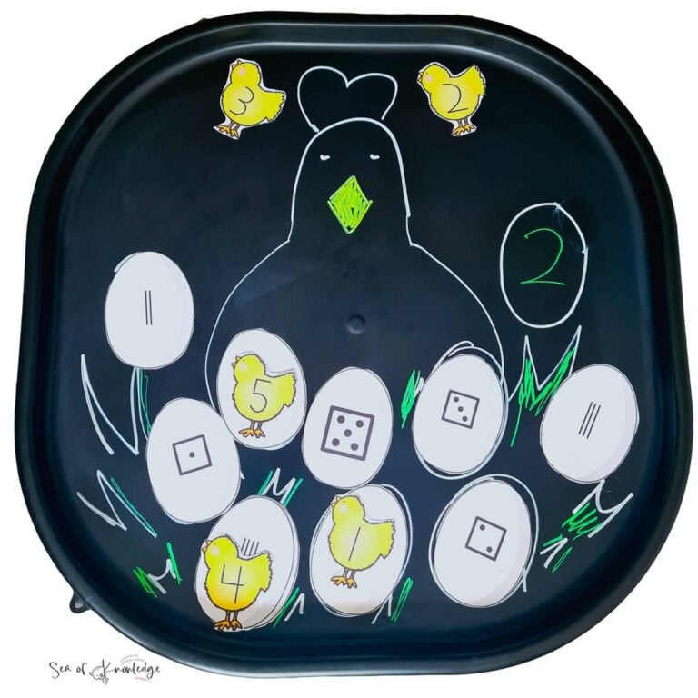 Looking for fun Easter Tuff Tray ideas? Try these printable activities and sensory setups with chicks, eggs, nests, and number games preschoolers will love!