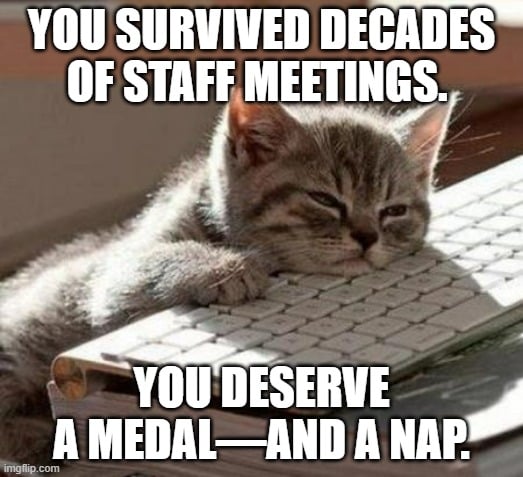 Lighthearted farewell image featuring a witty quote for a retiring educator.