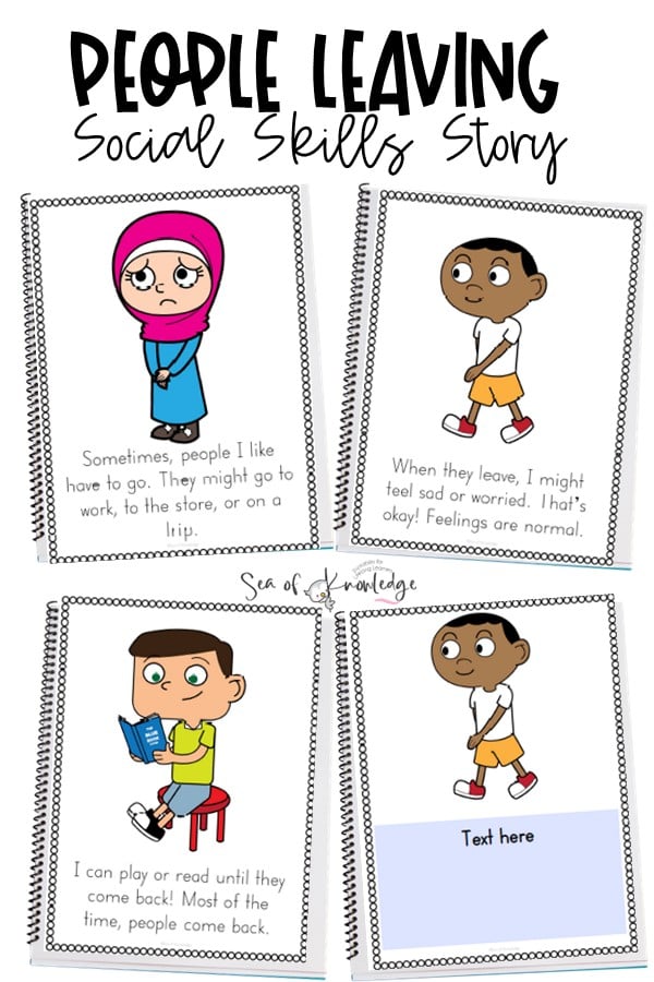 Free separation social story page showing coping strategies for kids when someone leaves.

