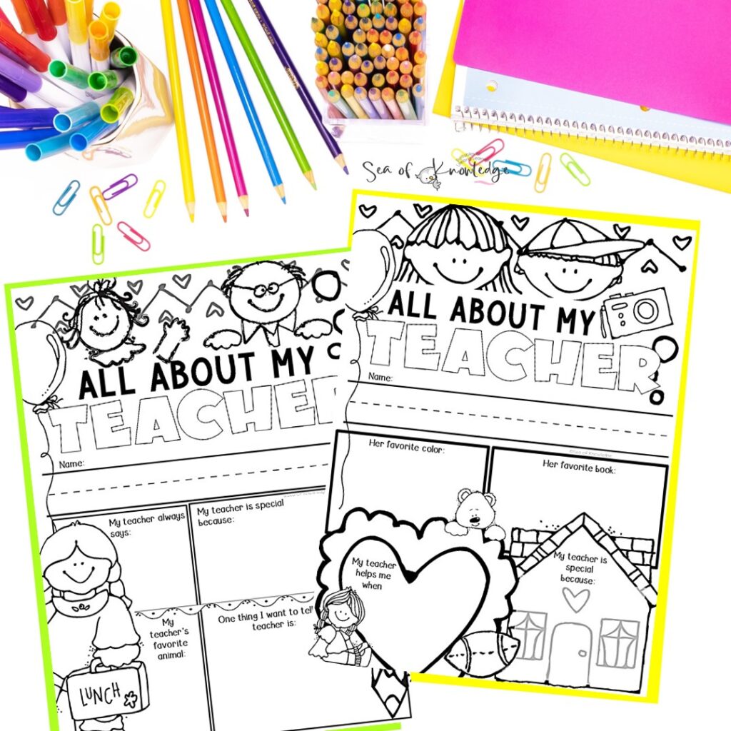 Teacher reflection template coloring page for kids