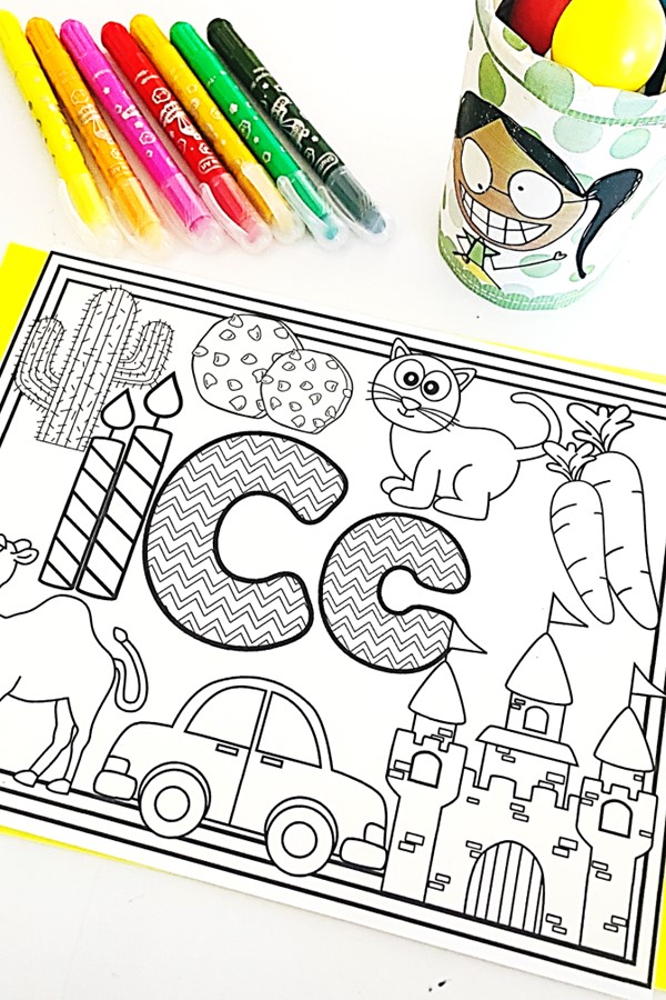 Printable alphabet recognition games for kids showing a letter K spring puzzle mat.