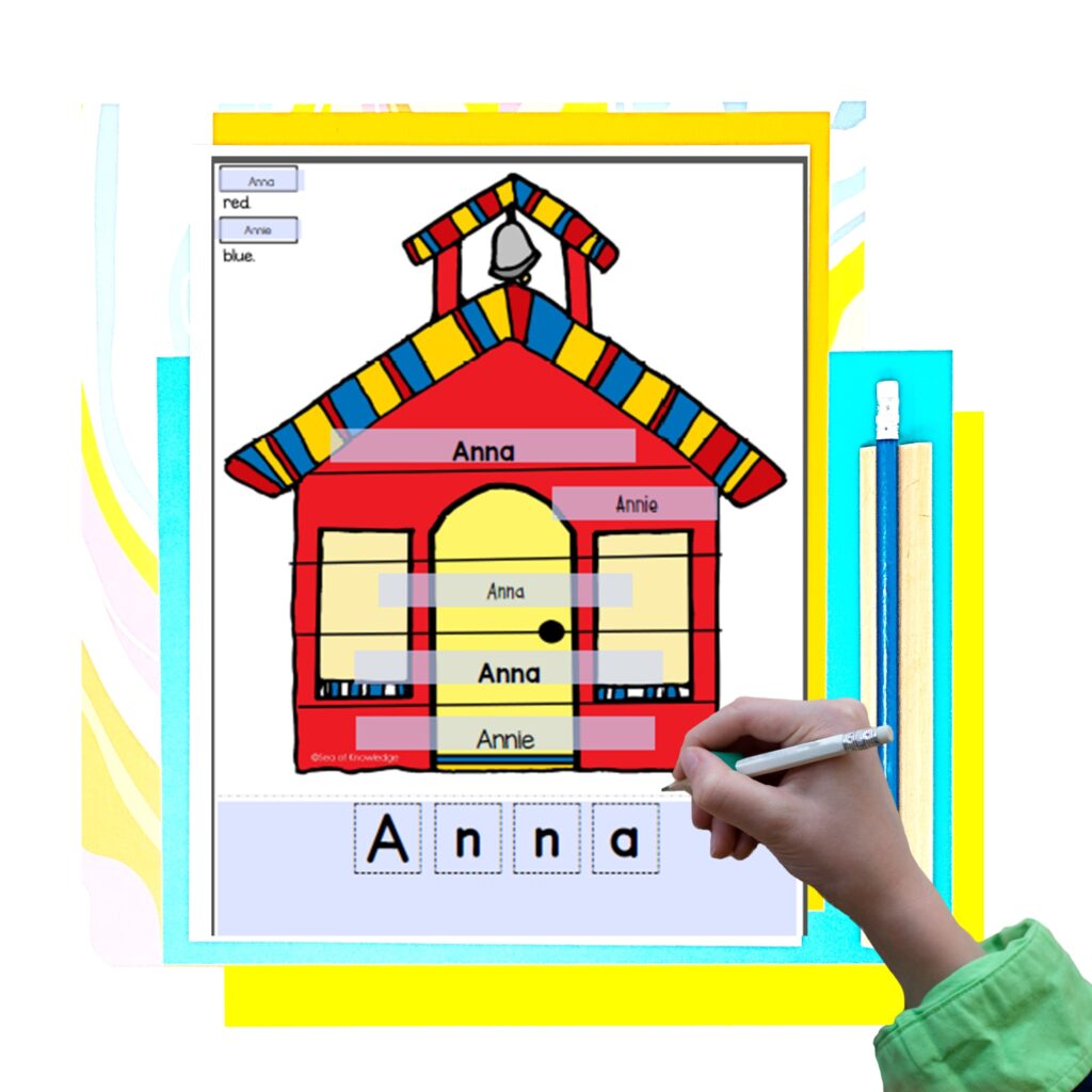 schoolhouse themed name art worksheet editable template