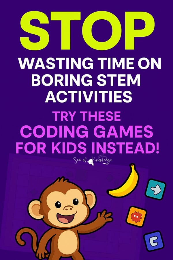 Monkey Coding Map activity for kids combining STEM learning and fine motor skills on a digital device.