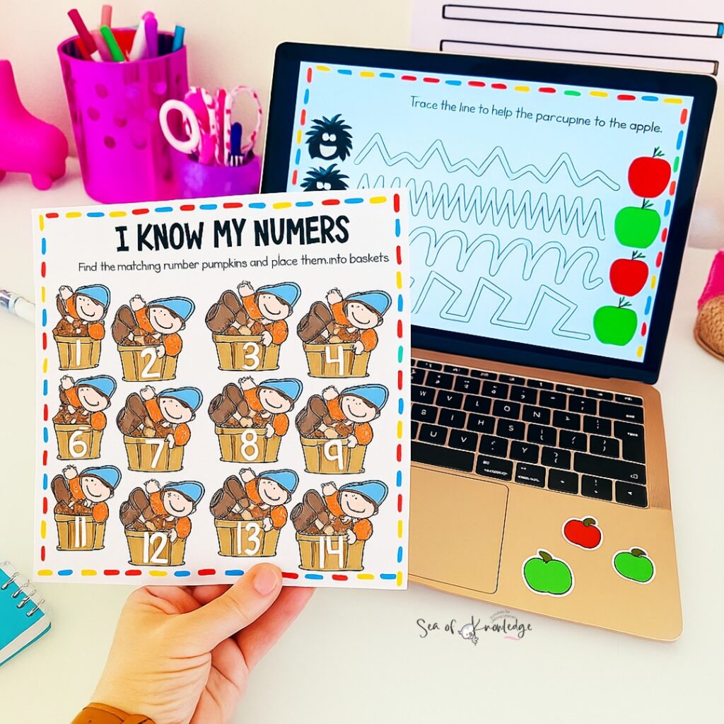 Editable preschool busy book fall theme with emotions and alphabet worksheets