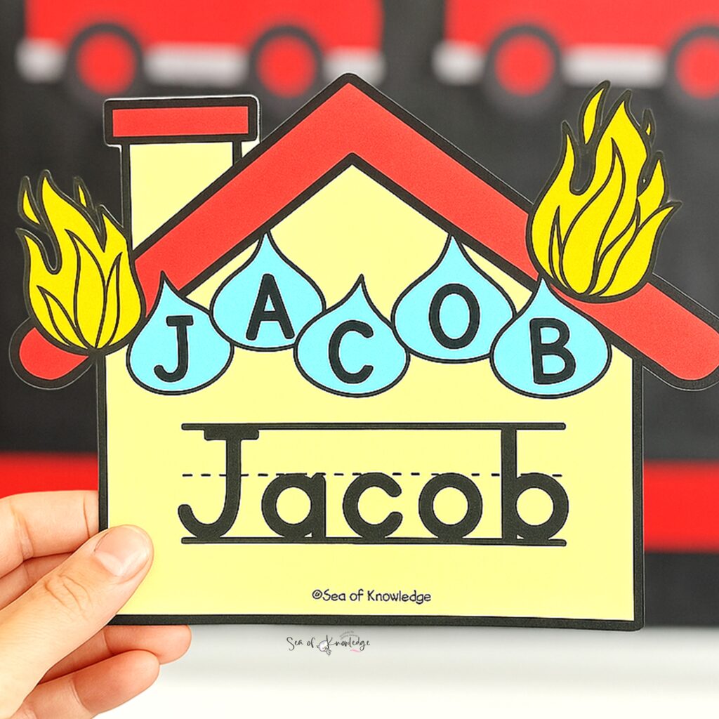 Fire safety reading comprehension card used in the classroom.