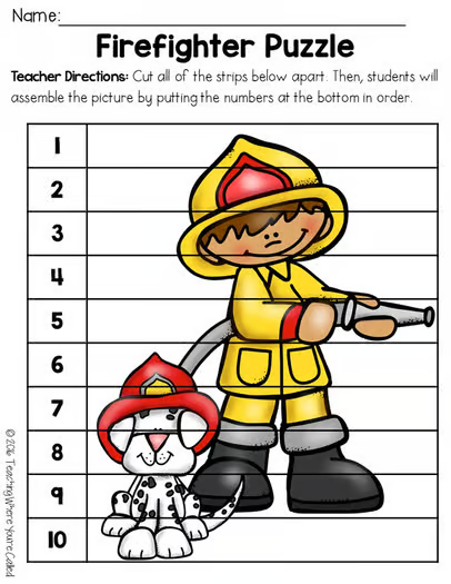 Fire exit task card for teaching fire safety in schools.