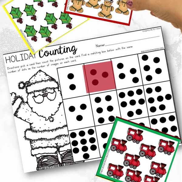 Extend your countdown fun with a Santa Count and Match activity. Kids will use number sense to count and match the numerals to the objects on each card. 