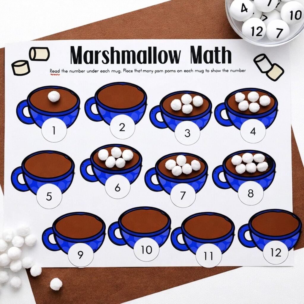 This cozy winter counting activity focuses on building number sense through hands-on counting using real manipulatives.