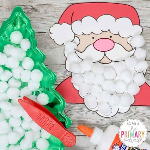 Count down the days to Christmas with this engaging Santa advent calendar! Each day in this Santa Advent Calendar, kids add a cotton ball “beard puff” as they practice counting and number recognition. 