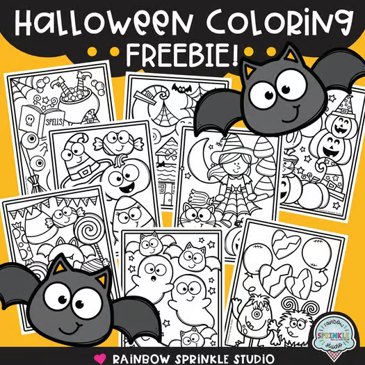 Halloween alphabet coloring sheet showing cauldron, clown, and candle for phonics sound C
