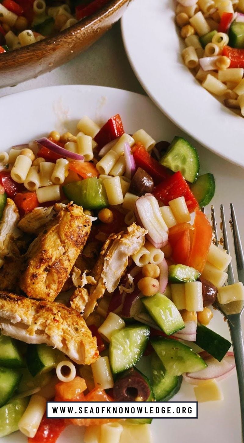 The Best Mediterranean Chicken Chickpea Salad with No Dairy (Lunchbox Staple)