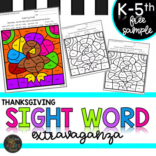 If your students act allergic to flashcards, this Thanksgiving Color-by-Sight-Word activity is a total game changer. It combines coloring (which every kindergartner loves) with sight word decoding. 