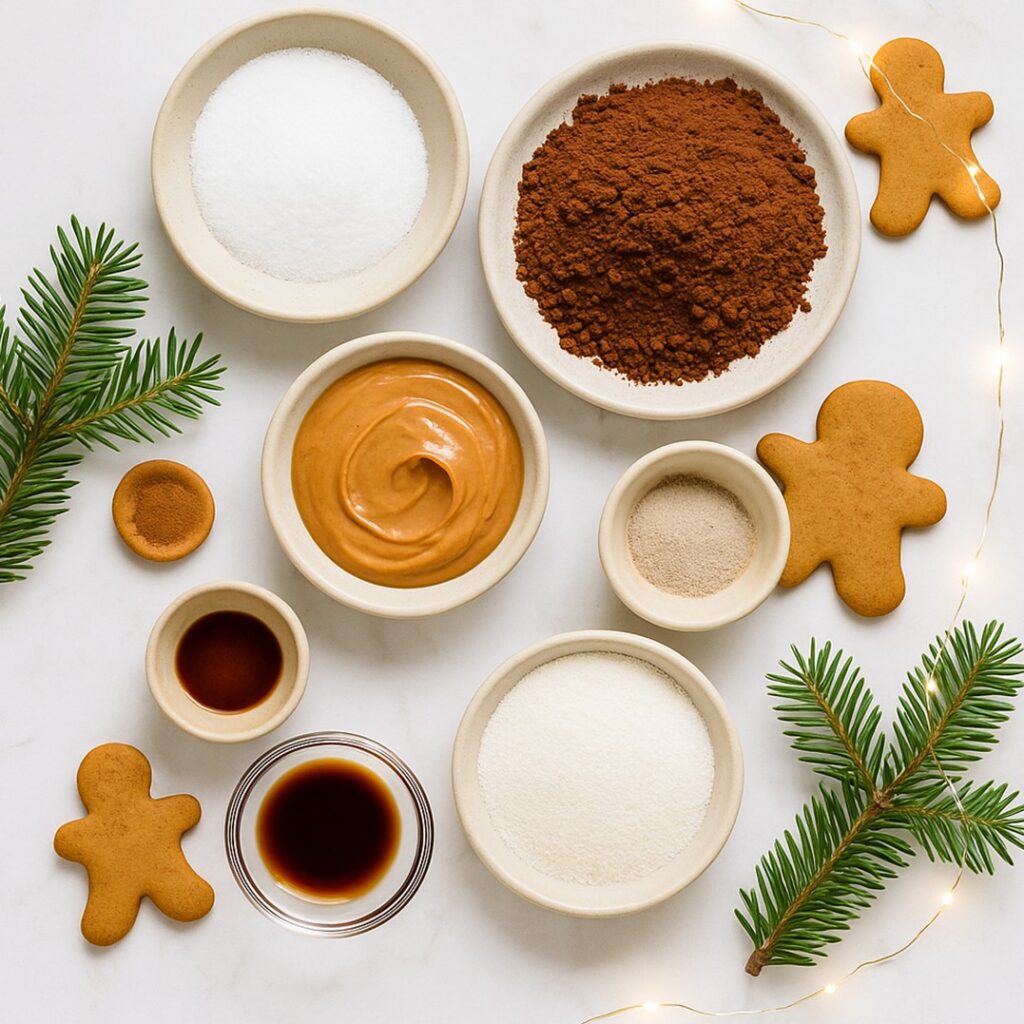 Warm spiced monk fruit hot chocolate served in a holiday mug, featuring keto dark chocolate chips and soy milk, perfect for a keto Christmas hot chocolate recipe.