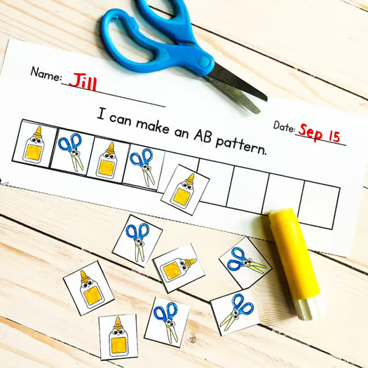 When introducing pattern activities for preschoolers, AB patterns are the perfect place to start. They help young learners understand repetition, order, and predictability without cognitive overload. AB patterns also build the foundation for more complex patterning skills later on.