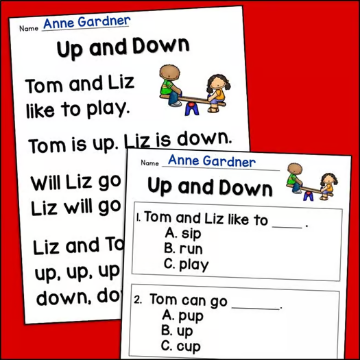 When I need something structured but still engaging, I pull out these Kindergarten Decodable CVC Word Phonics Reading Comprehension Passages & Games. I use the passages during small group first, then let students reread independently during centers.