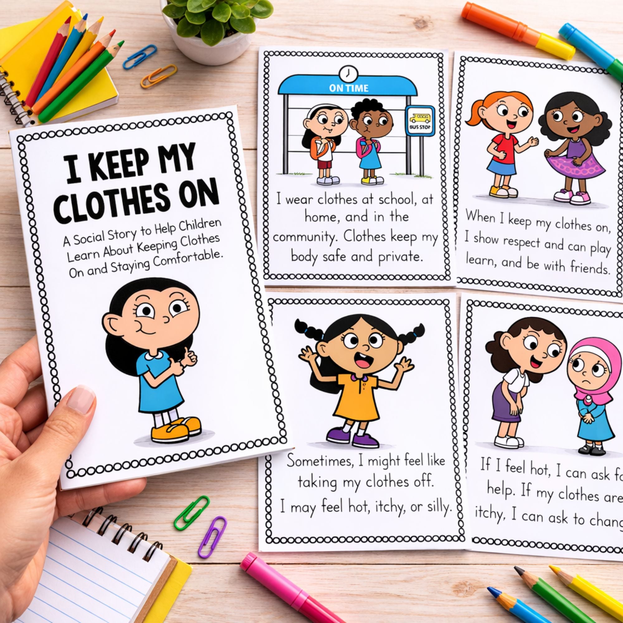 Keeping My Clothes On Editable Social Skills Story for Autism and Special Needs (FREE Set)