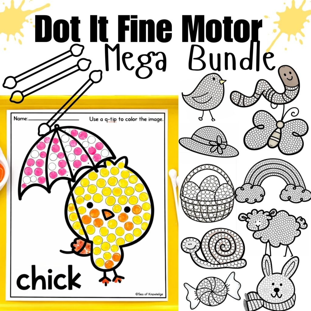 cotton swab painting spring activity for kids