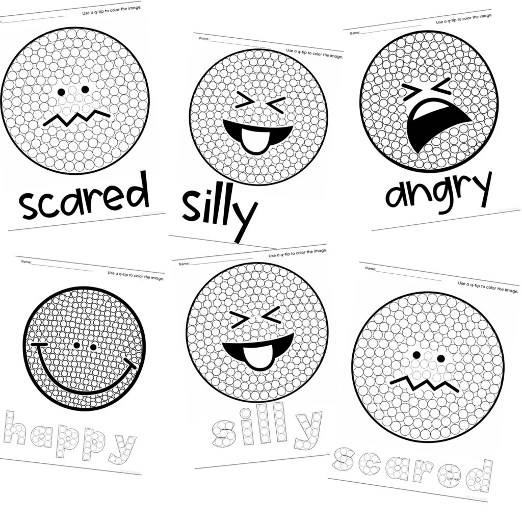 preschool emotions activity with q tip painting and emoji faces