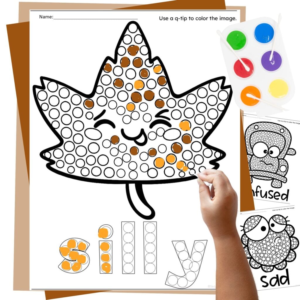 q tip painting emotions activity with emoji faces for preschool