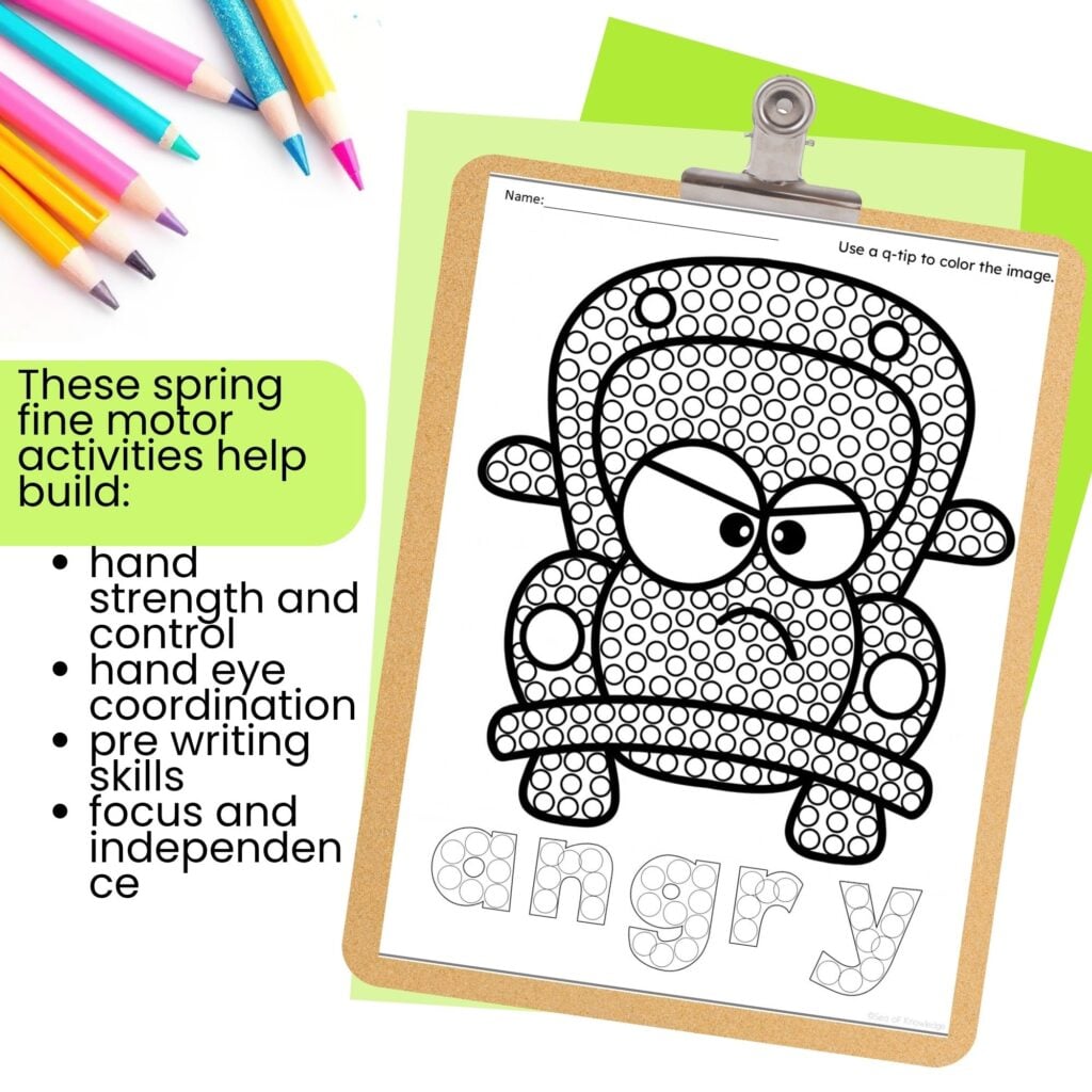 cotton swab painting emotions activity for kids classroom use