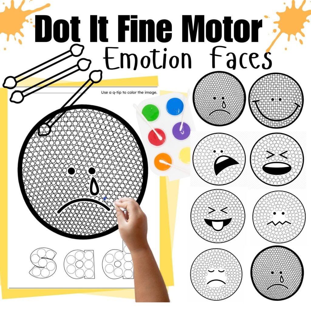 dot painting emotions worksheet for preschool and special education